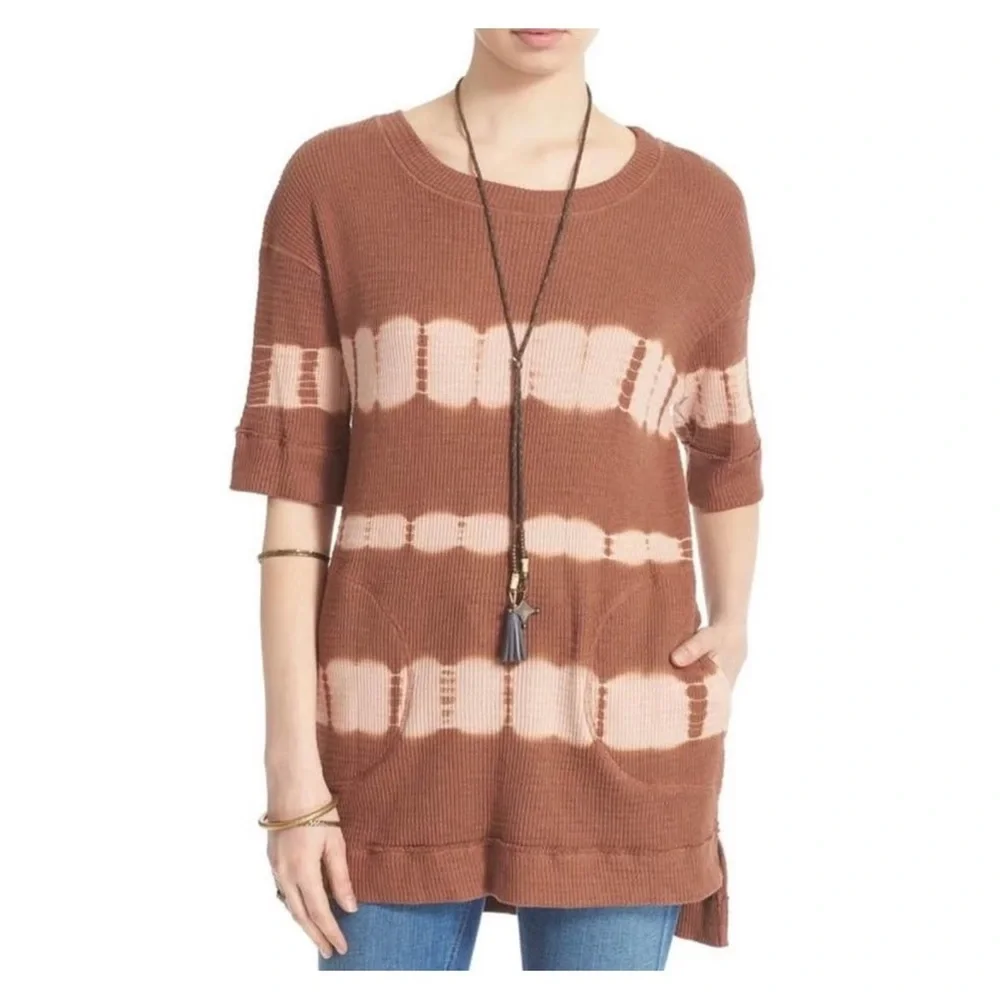 We The Free People Canyon Wash Tie Dye Waffle Tunic Shirt Medium